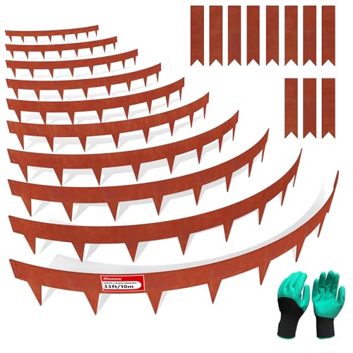 33ft. Cor-Ten Steel Landscape Edging (10-Pack) 40 Metal Edging for Landscaping with 11 Stakes Hammer-in Metal Landscaping Edging for Yard Pathway & Flower Beds Lawn Edge for Garden Design