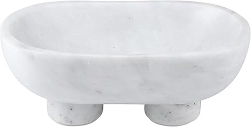 Miniatura 1 de Santa Barbara Design Studio Cuencos decorativos con pies oblongos de mármol sólido, mediano, blanco