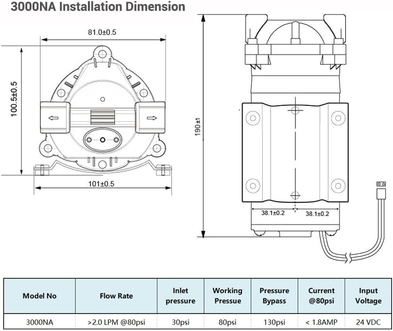 300 Gpd 逆浸透ブースターポンプ 3000NA 水フィルターおよび RO システム用