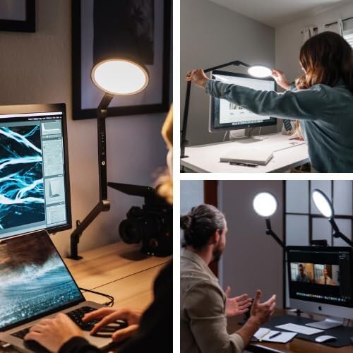 LUME CUBE Edge Light 2.0 LED Desk Lamp - Professional lighting for content writers creating video content and webcam presentations