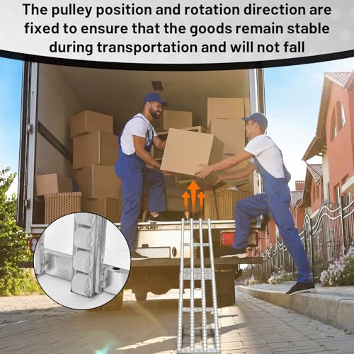 Threlaco Foldable Conveyor Roller Manual Portable 15\" W x 78\" L Heavy-Duty Galvanized Steel Frame Conveyor Roller Ramp Table for Warehouse Freight Handling Loading Factory(White)