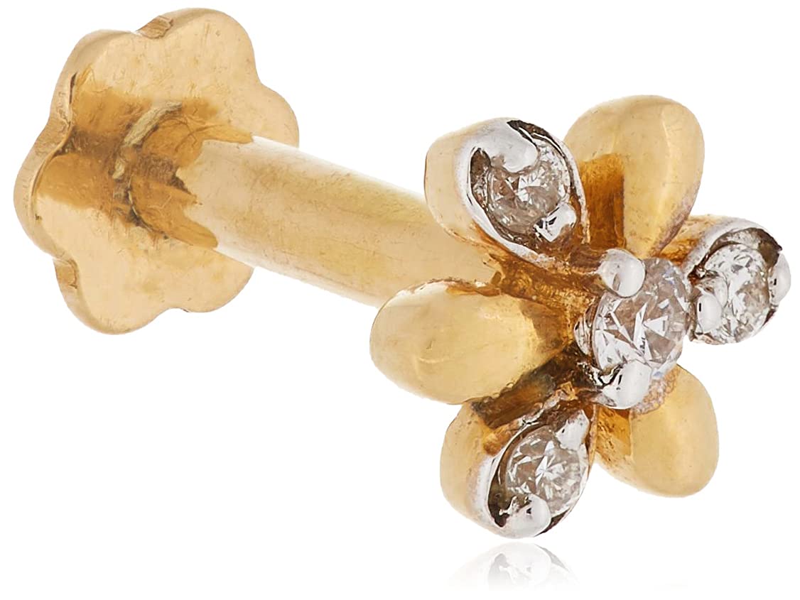 Sky JewelleryWomen's Diamonds 18K Yellow Gold 0.04 Carat Genuine Diamond Nosepin
