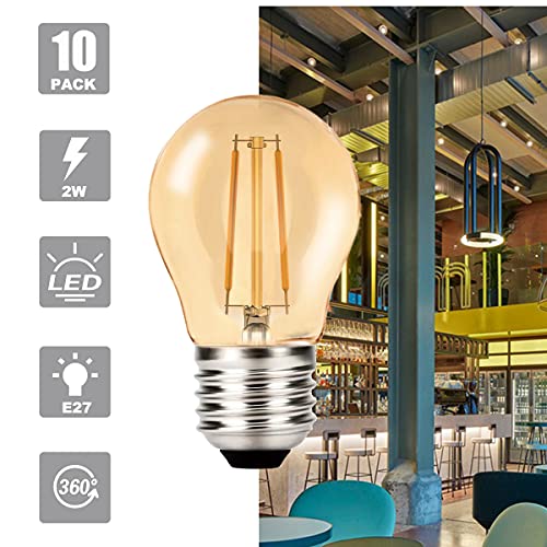MZYOYO 10 stuks E27 G45 LED 2W Vintage Amber gloeilampen, E27 vintage gloeilampen, gloeidraad lamp 2700K warm wit… - Afbeelding 6