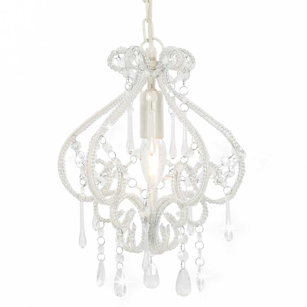 vidaXL Lampadario con Perle Bianco Rotondo E14