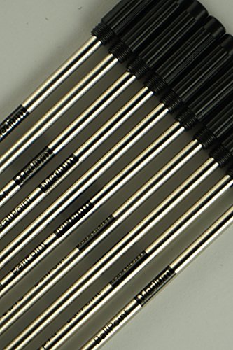 Image of 10 Genuine and Branded Intrepid Medium Ballpoint Refills for Cross Ballpoint Pens. Protective Seal on tip for Shelf Life Longevity (Bulk Pack) (Black)