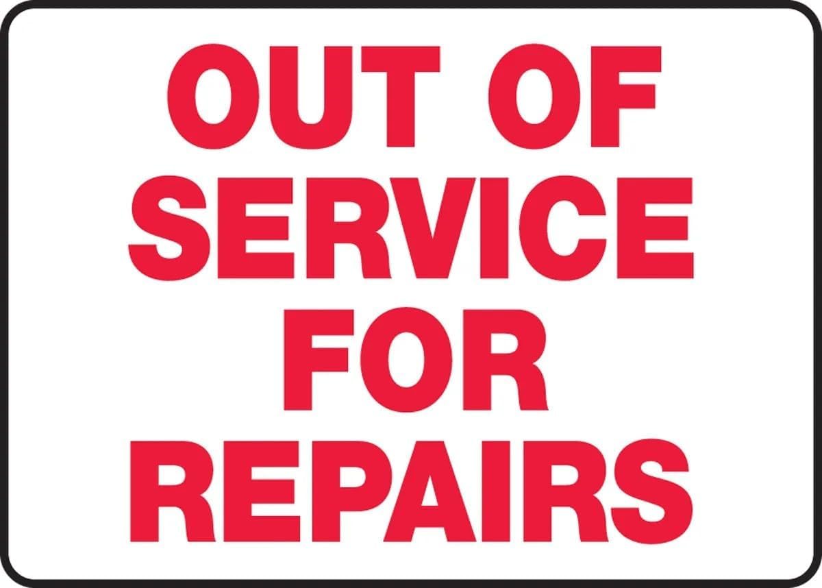 Bdrkldc Colour5 Warning Sign: Out Of Service For Repairs, Status Sign For Home Business Public Use, Suitable For Equipment Under Repair, Alerts To Unavailability 12X8 Inch