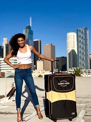 Gold And Black Suitcase - Dance Bag With Garment Rack - Rolling Garment Bag - Hanging Garment Bag - Dance Garment Bag For Costumes - Bag Rack Dance Bags - 29 In Suitcase - LITZ Competition Roller