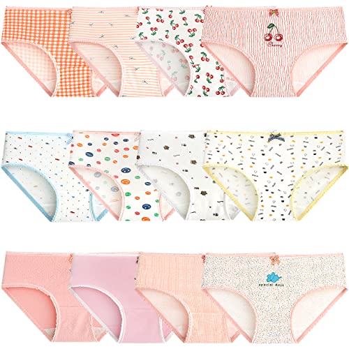 Adorel Mädchen Slips Baumwolle Teenager Unterhosen 12er-Pack Rosa Frühling 158-164 EU (Herstellergröße L)