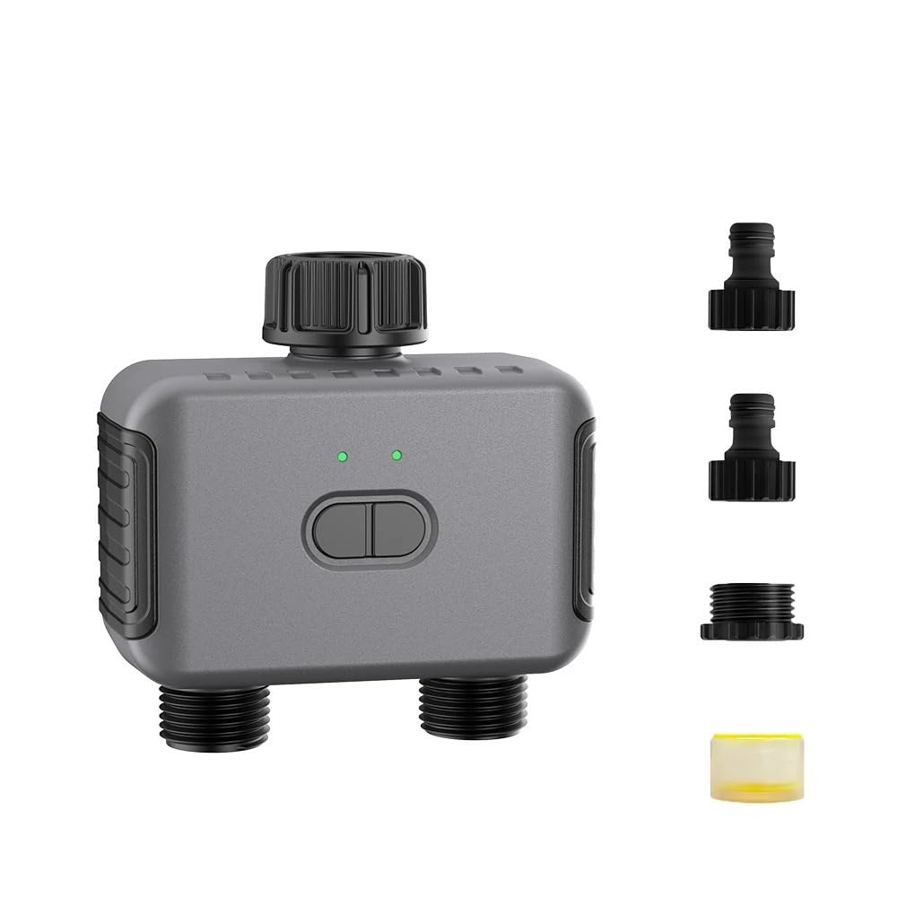 Timer for irrigazione a doppio tubo IPX5 Irrigazione da giardino | Temporizzatore automatico a doppio tubo for sistemi di irrigazione da giardino.(Bluetooth with hub)