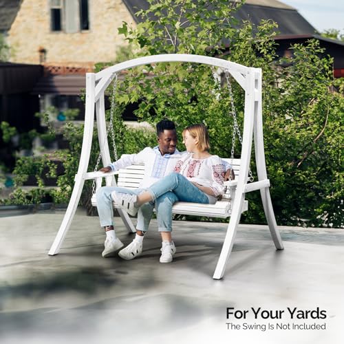 Image of VINGLI 6.7FT Wooden Porch Swing Frame, 1000-lb A-Frame Stand, White