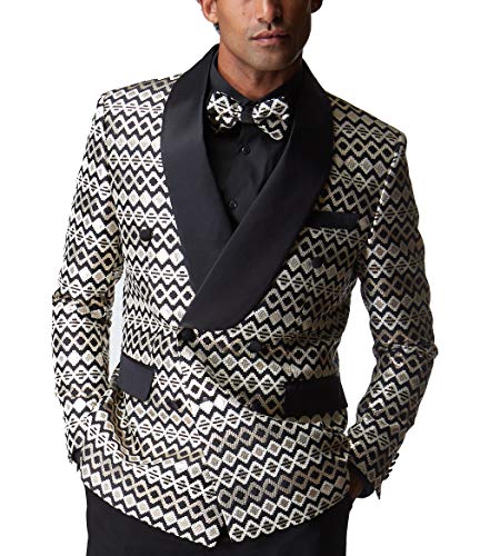Men's Party Dress Suit Stylish Dinner Jacket Wedding Blazer Prom Tuxedo (X-Large, Black)