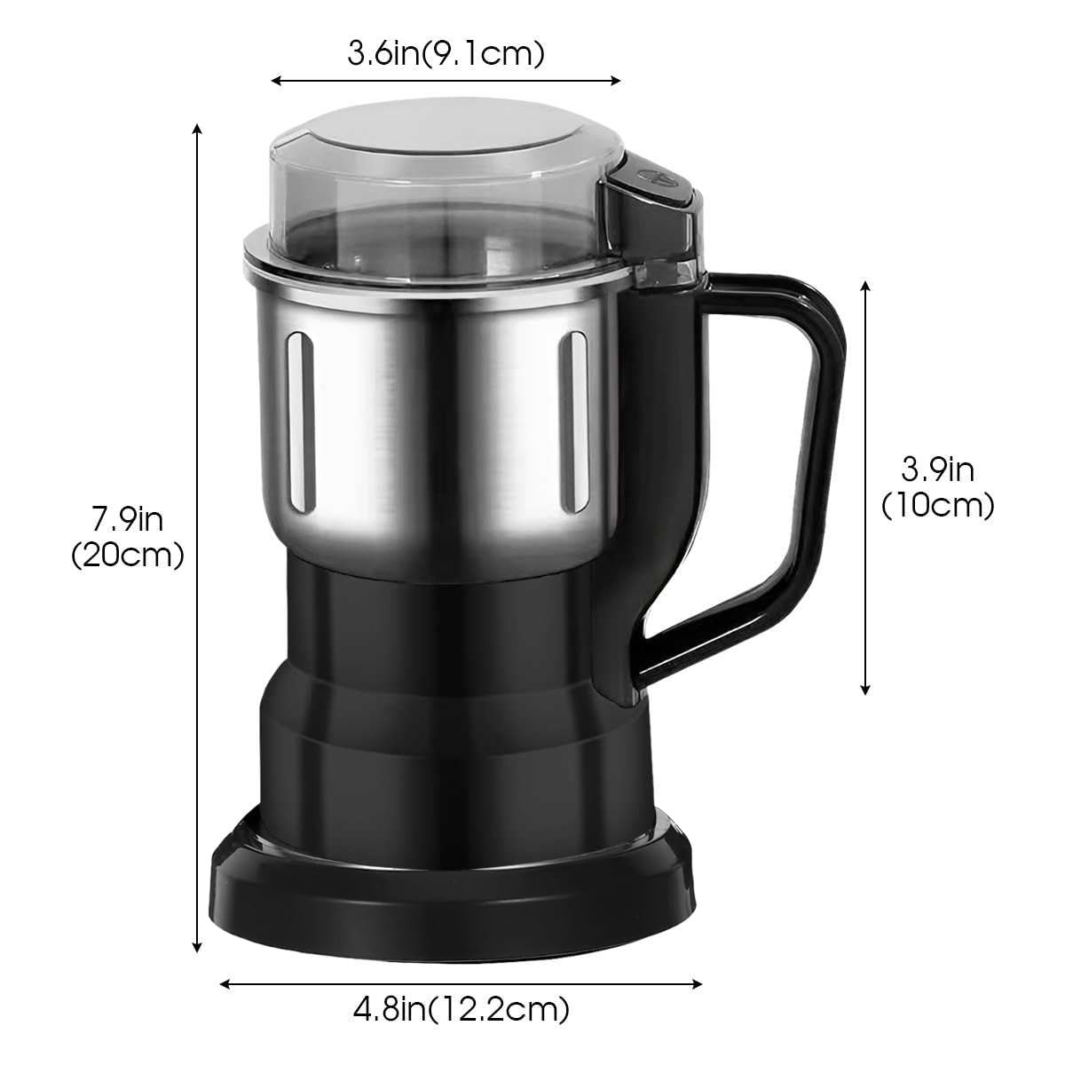 Macinacaffè Elettrico 200W - per Cereali in Acciaio Inox da 500ml per Noci Spezie Semi