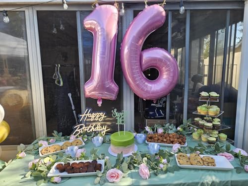 Image of 2 Balloon Numbers Birthday Decorations, 40In Pink Balloons for Men Women | Eye-catching Appearance, Perfect Decorative Centerpieces, Convenient Self-sealing Structure, Widely for Various Occasions