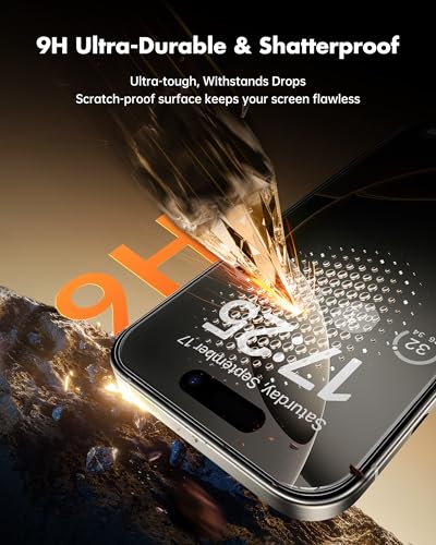 Image of UNBREAKcable Privacy Screen Protector for iPhone 16 Pro Max, Anti-Spy Shatterproof Tempered Glass [True 28Anti Spy] [9H Hardness] [Easy Installation Frame] Black Protector for iPhone 6.9 inch - 2 Pack