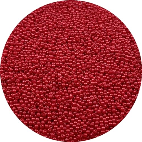 YUEXIGO 4000pcs Pearl Beads for Crafts 3mm Resin Pearl for Jewelry Making Round Bulk Pearls Beads with Hole for Sewing Crafts Decoration Necklaces Bracelets Earrings Making(Red)