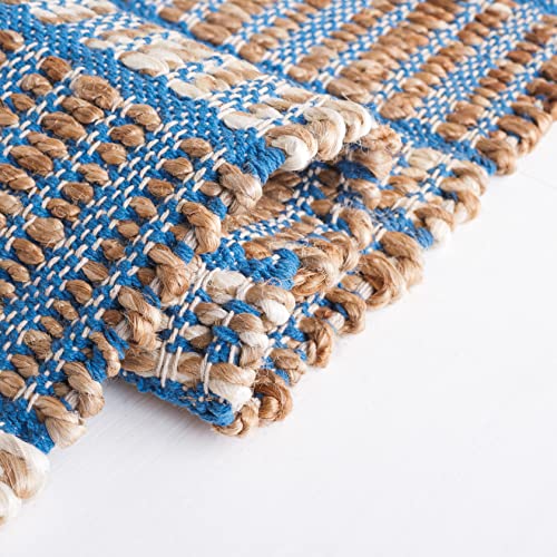 Tapete SAFAVIEH 244x305 cm Fibra Natural Azul y Beige miniatura 5