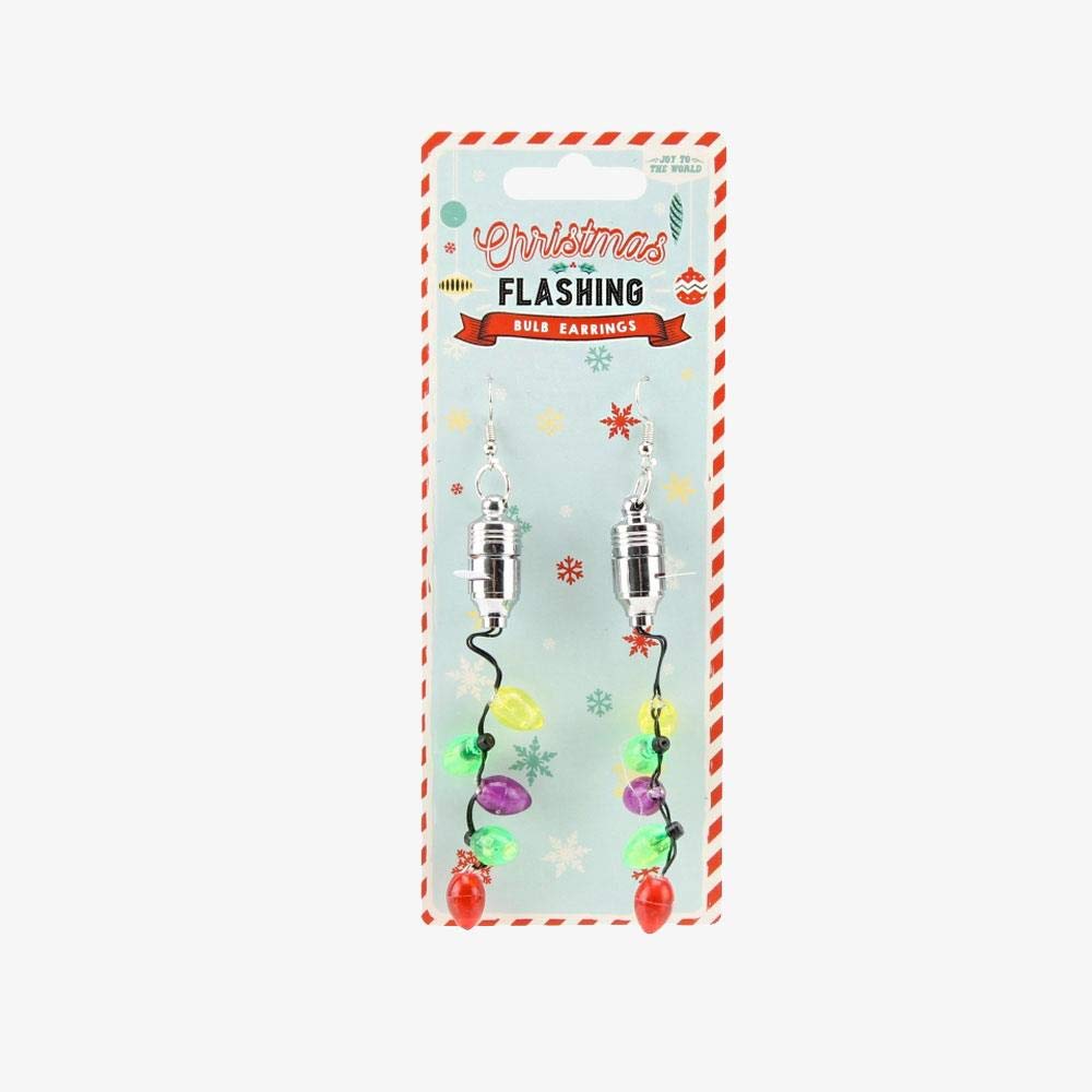 Joy To The World by CGB Giftware Novelty Party Flashing Light Bulb Earrings From Collection | Perfect for Christmas Parties! | Batteries Included | GB03505
