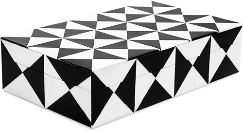 Handicrafts Home Colección Triangle Art - Caja decorativa para almacenamiento, organizador multiusos para regalo, blanco y negro, 8 x 5 x 2 pulgadas