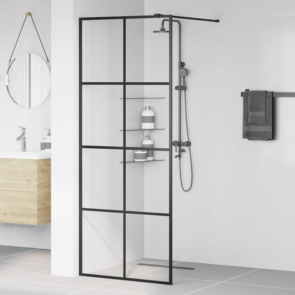 Mampara de ducha de cristal templado de seguridad, 80 x 195 cm, con marco de aluminio ajustable, mampara de cristal transparente para baño moderno, fácil de montar