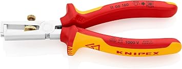 KNIPEX Insulation Stripper with Opening Spring, Universal Chrome-Plated Insulated with Multi-Component Grips, VDE-Tested 160 mm, 11 06 160