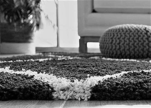 Image of FIASCO Polyester Shaggy Bedside Runner, Soft Indoor Modern Shaggy, Soft Rugs for- Living Room, Dinning Room, Office, Bedroom & Hallway Carpet Rugs Size 5X8 Grey mandir