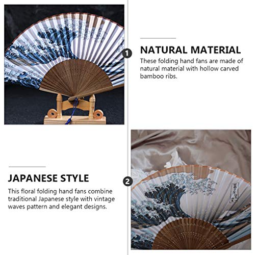 ABOOFAN 2Pcs Pequenos Fãs de Mão Dobrável para Adultos Chineses Leques de Bambu Do Vintage Japonês p