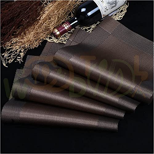 Image of Placemats Set of 6 - Place Mats for Kitchen Dining Table - Washable PVC Table Mats - Dinner Mats - Table Woven Mat (6-Piece, Brown)