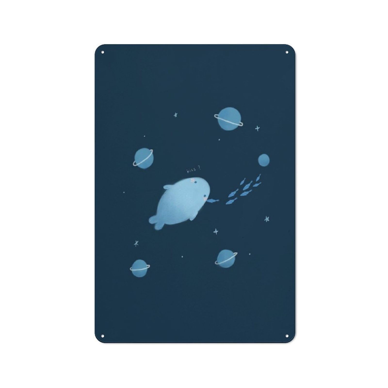 Junmoney Baby Whale Metal Wall Sign 30X20cm Featuring For Bar Or Restaurant, For Restaurant Interior Fans