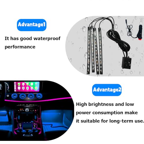Image of LED Multi-Color Music Car Interior, Ambient Lighting, Floor Lights, Car Lights, High Brightness, Gradient Mode Fits Most Sedans, SUVs, Trucks, and Vans (48LED, Remote Control+Cigarette Lighter)