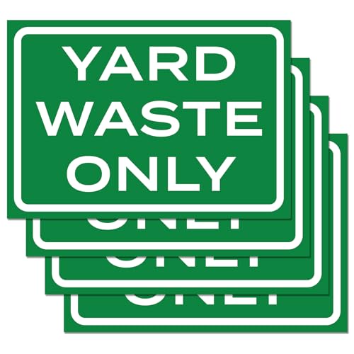 4pk Yard Waste Stickers 10 x 7 | Weatherproof Vinyl Yard Waste Only Compost Stickers for Outdoor Trash Can