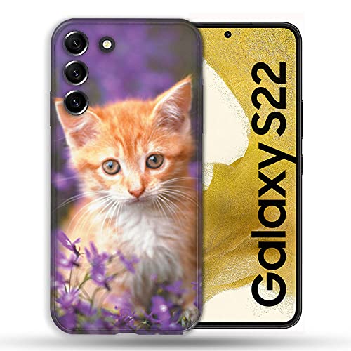 Coque Samsung S22 Chat Violet antichoc avec rebords surélevés de protection