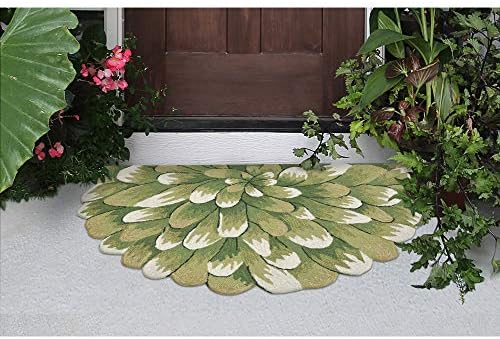 Liora Manne Frontporch Hand-Tufted Indoor/Outdoor Easy Care Area Rug Rug-Transitional, Garden, Floral, Botanical, Mum Green 2'6" x 4'