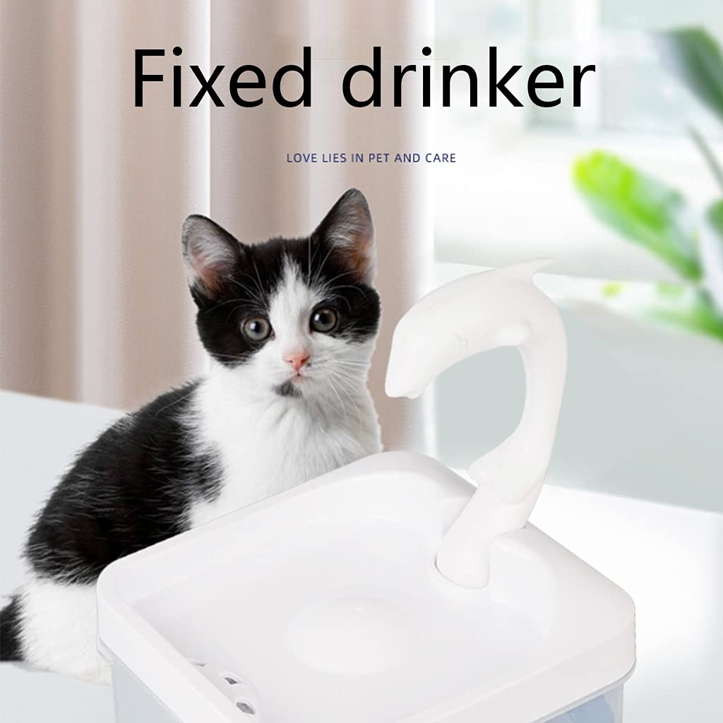 PANGBOER Fuentes de agua para gatos, dispensador automático de agua para perros y mascotas, con ventana de 2 L con ventana nocturna para visión LE, fuente grande automática con filtro