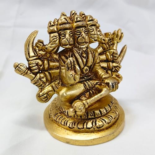 Estatua de Bronce Panchmukhi Hanuman 2.75 pulgadas miniatura 3