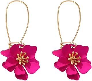 Boucles d'Oreilles Fleur Élégante pour Femme Fleur Délicate Pendentif Boucles D'oreilles Bohémiennes Créoles Bijoux Mode Accessoire pour Toutes Occasions