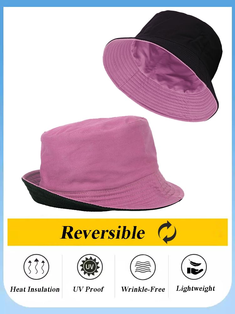 Gelante Sombrero de pescador reversible para hombres y mujeres, algodón, protección solar para exteriores.
