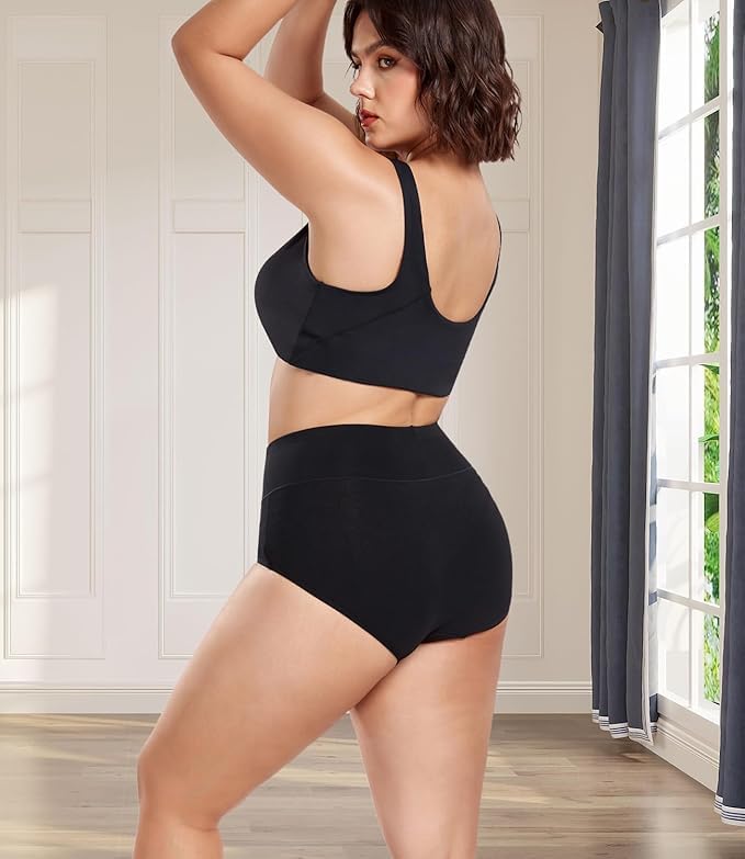 Image of wirarpa Women's Cotton Underwear High Waist Full Coverage Brief Panty Multipack