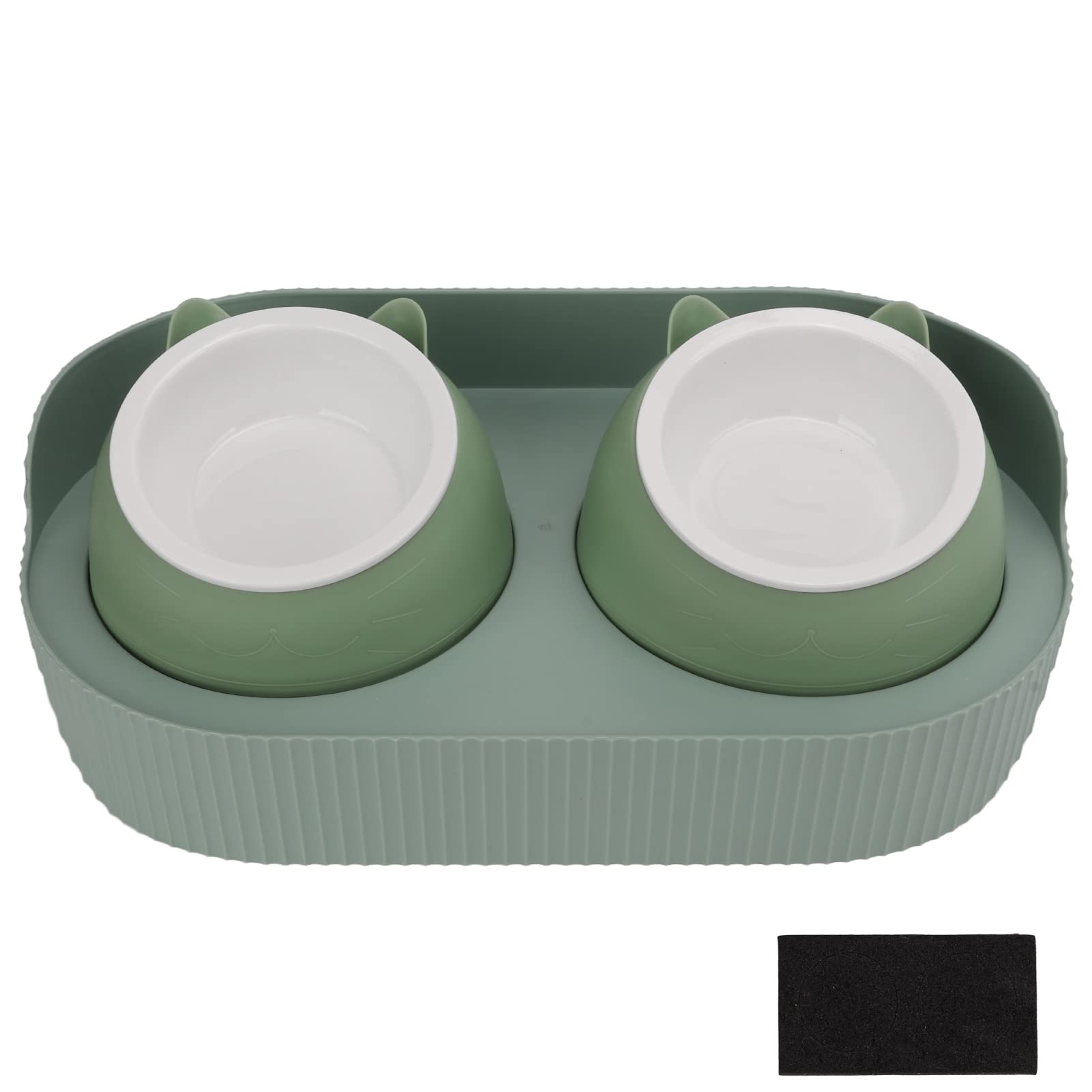 Set di Ciotole per Animali in Ceramica con Ciotole Doppie per Cani e Gatti, Mangiatoie per Animali Antispruzzo per Uso Alimentare, HIPS Resistente e Ceramica, 2 unità con Supporto (Fondo