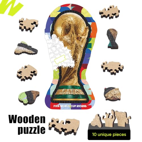 Image of FIFA World Cup 2026 Trophy Wooden Puzzles - 5MM Thick Officially Licensed Poster Puzzles - Premium World Cup 2026 Merchandise, Memorabilia Gift for Football Fan, 200 pcs Jigsaw Puzzle