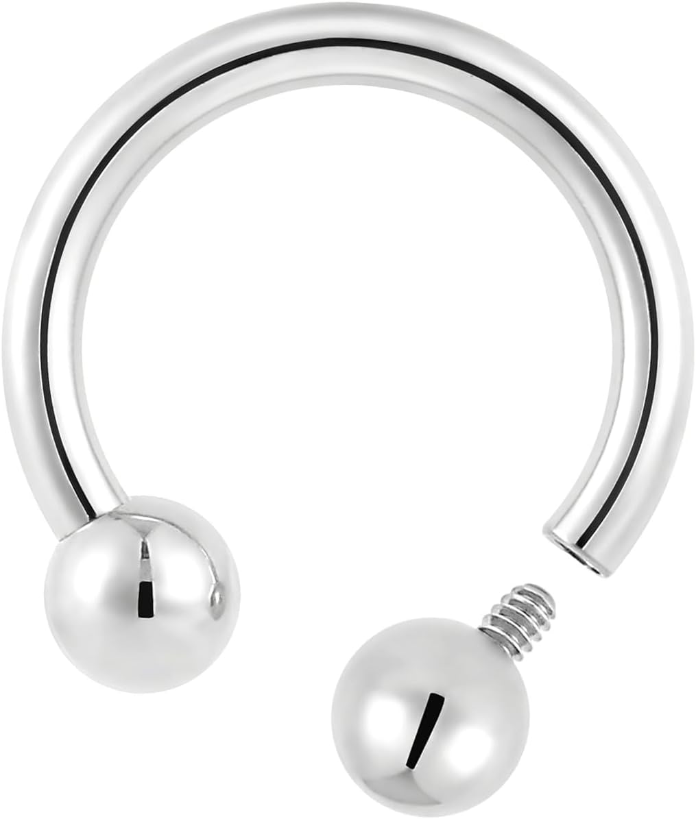 G23 Titanium 16G 14G 12G 10G Internally Threaded Circular Barbell Horseshoe Septum Nose Lip Ring Earring | Nickel Free Implant Grade | 6mm - 12mm