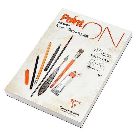 Clairefontaine 96538C PaintON Bonded Block - 40 hojas Papel de dibujo multitécnico de grano muy ligero - Blanco - A5 14,8x21 cm 250g