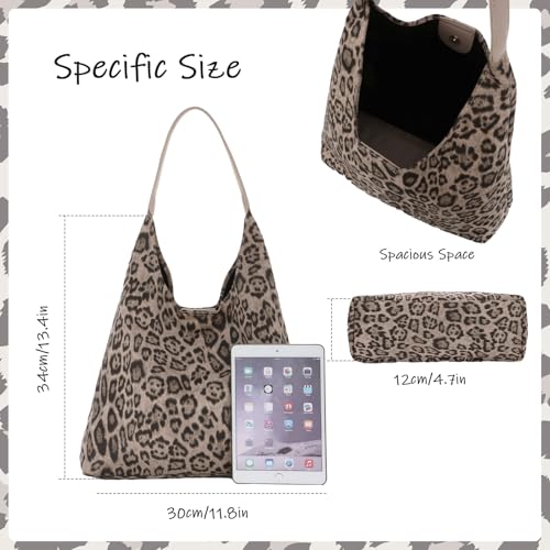 Oweisong Leopard Tote Bag for Women Suede Leather Cheetah Print Hobo Shoulder Bag Large Vintage Satchel Handbag2