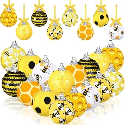 Zeyune 16 Pcs Bee Hanging Ball Ornaments Cover