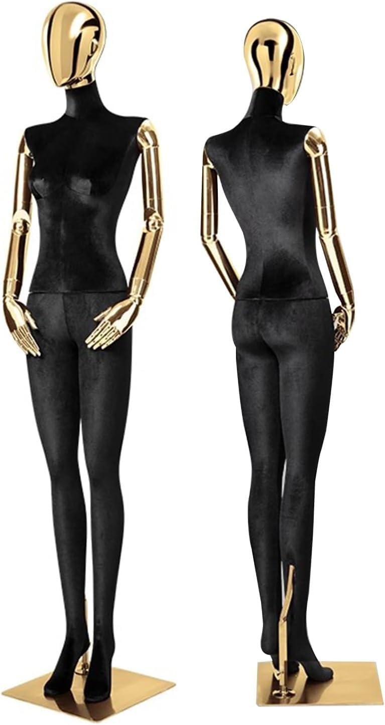 CONGRUI Female Retail Mannequins with Rotatable Electroplating Heads and Arms 72 83in Tall Manikin Detachable Torso(Black)