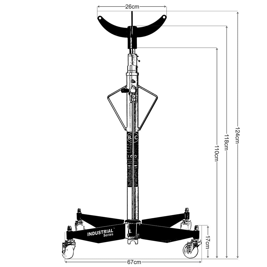 Podnośnik hydrauliczny 600 kg | minimalna wysokość 124 cm | maksymalna wysokość 200 cm | do skrzyni biegów silnika