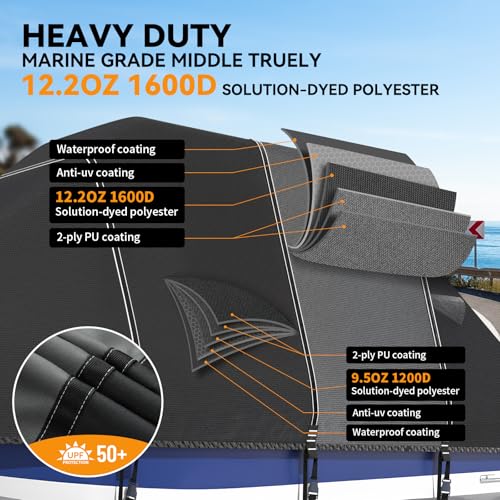 1600D+1200D T-Top Boat Cover