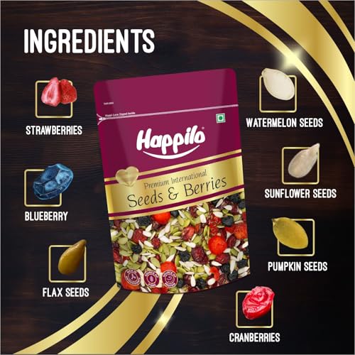 Image of Happilo Premium International Seeds & Berries Mix 200 g (Pack of 2) | Contains Healthy Seeds & Dried Berries | Low in Calories, High in Nutrients | Morning Snack