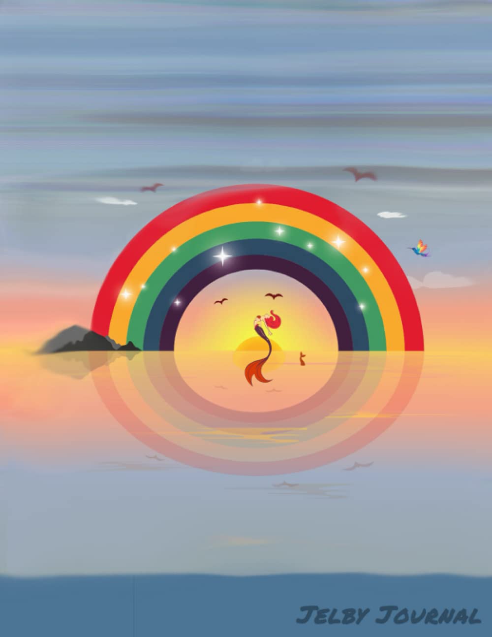 DRAW AND WRITE JOURNAL FOR KIDS: 8.5” x 11” Half Page lined Notebook with Rainbow Mermaid Sunset Themed Cover for Writing, Drawing, Journaling, and ... with 119 Half Lined Pages with Drawing Space.