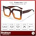 Breaksun Oversized Blue Light Glasses for Women Fashion Thick Square Computer Eyewear Non-Prescription Black Glasses (New Black+ Brown Orange)