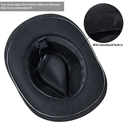 Western Cowboy Cowgirl Hat For Kids Boys Girls Felt Fedora Hats (For Kids 3-8 Years) Black #TOP5